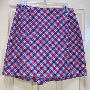 COPY - Pink and purple plaid wraparound skort